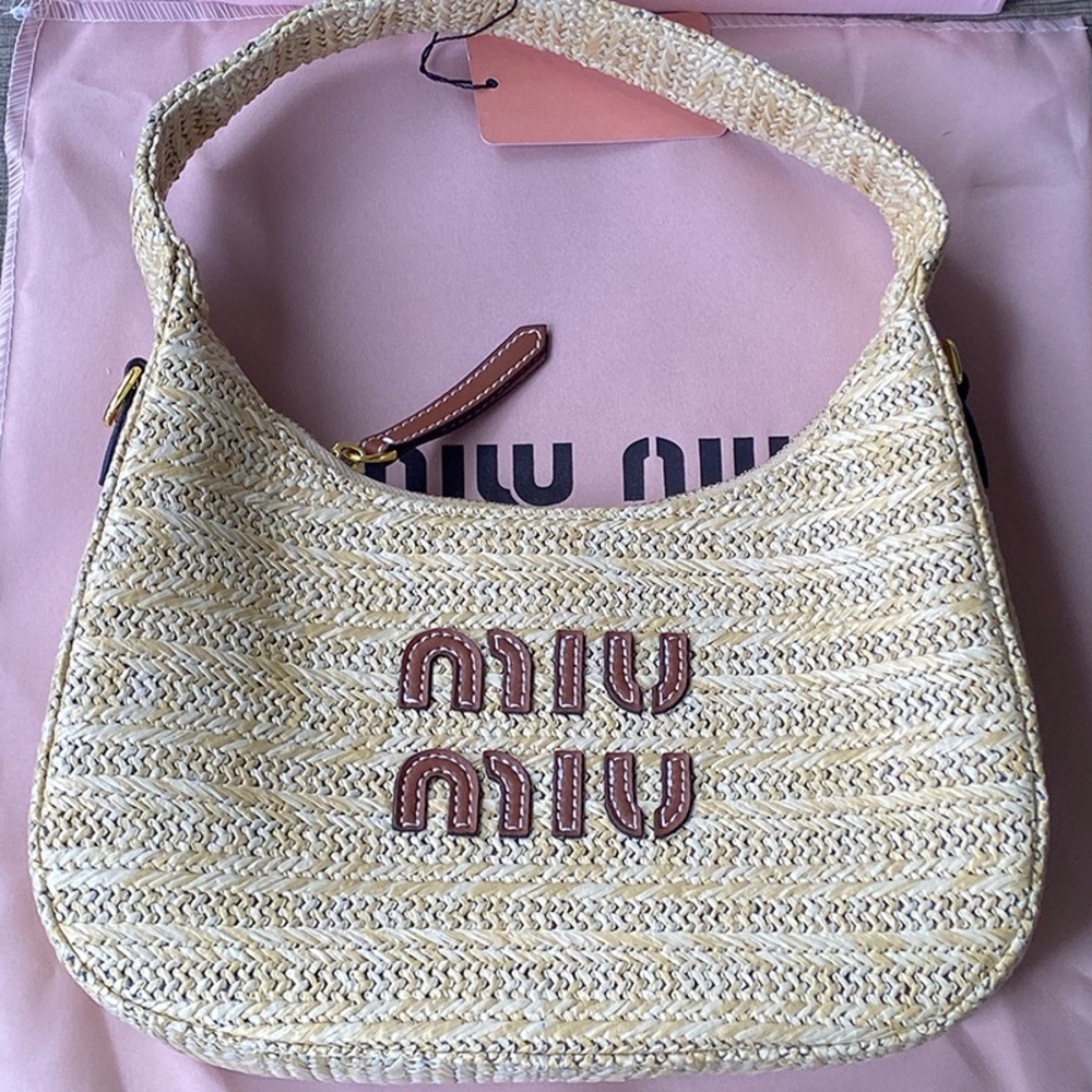 Miu Miu Beige Straw Underarm Bag
